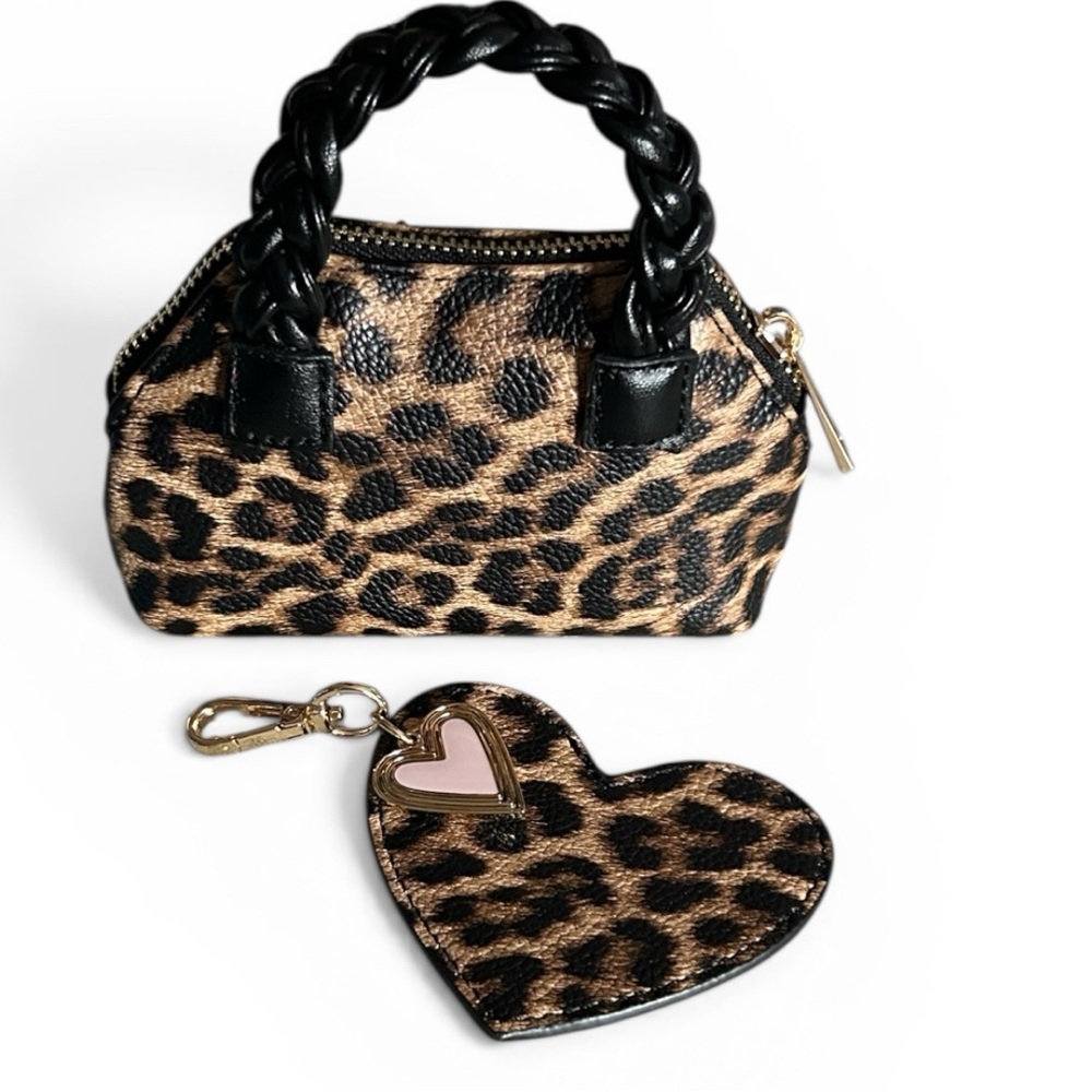 House of Harlow 1960 Leo Love Leopard Nano Mini Bag and Bag Charm Key Clip
